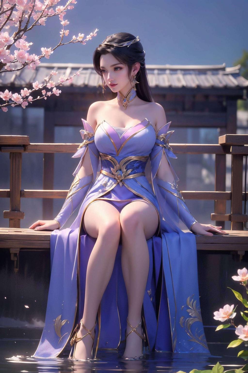 融合了古香古色的元素以国漫美女楚灵玉为主题