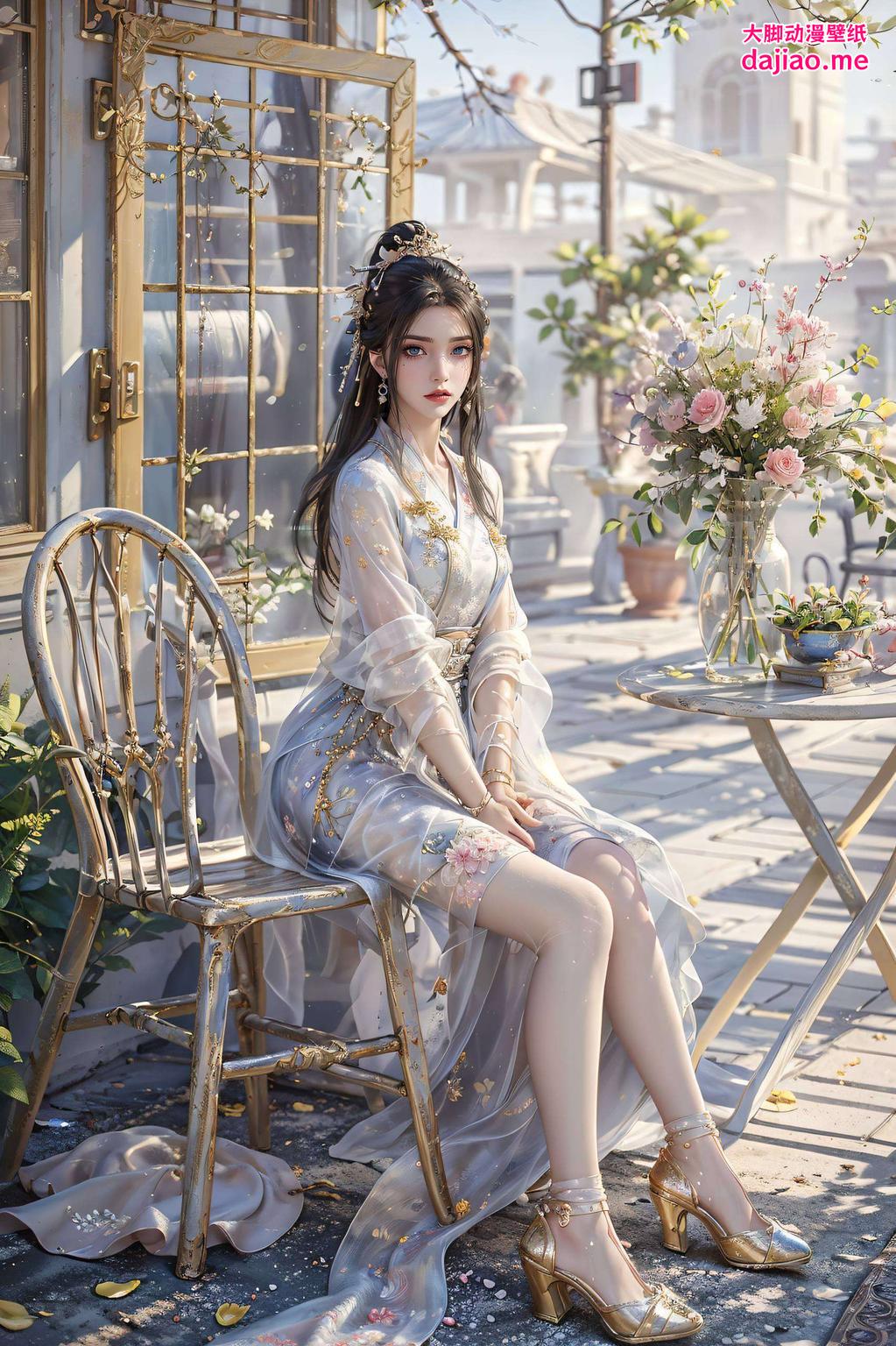 为你的手机增添一抹别样的风情这款国漫女生碎花手机壁纸