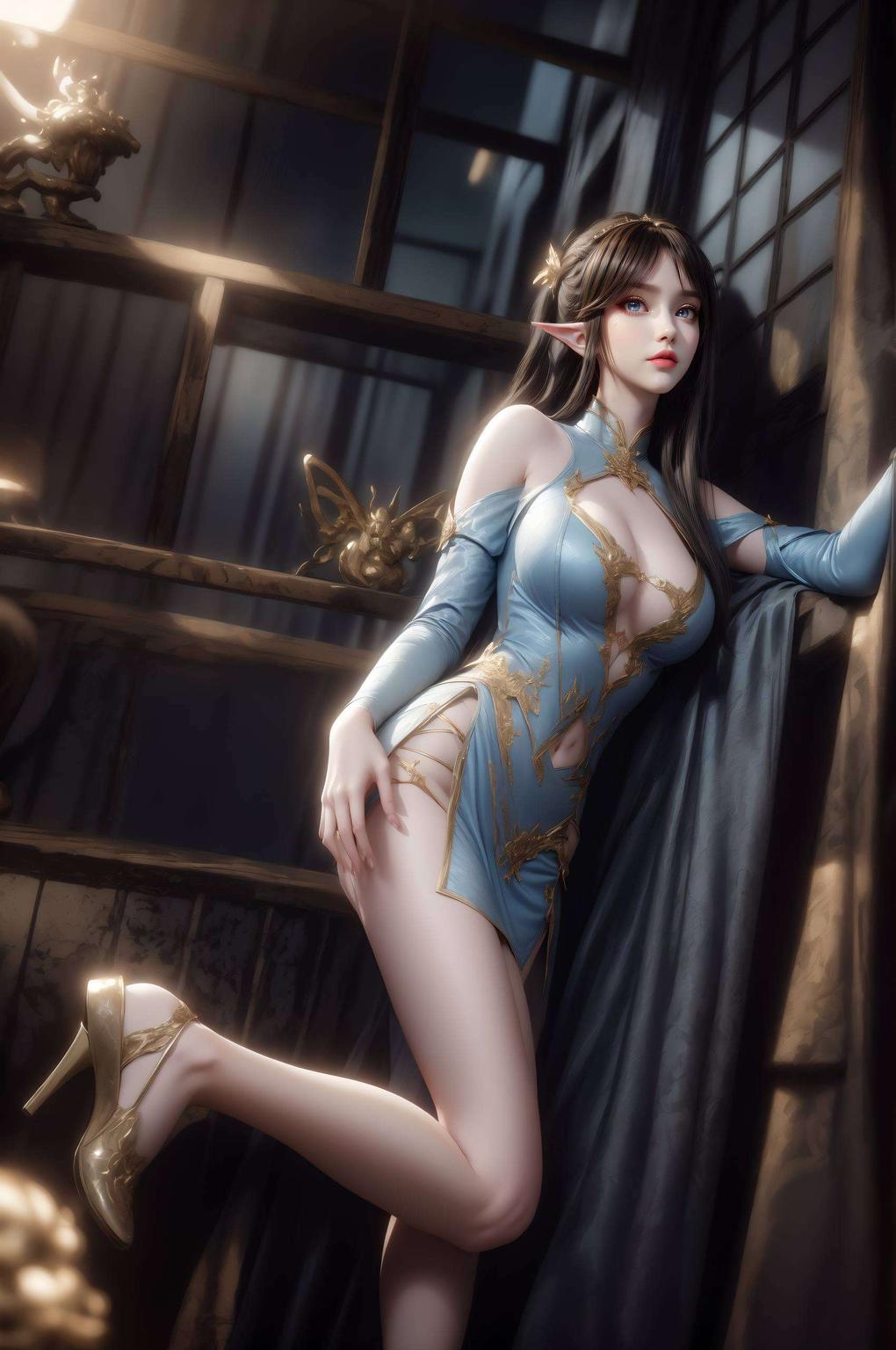 绘制凤清儿现代装壁纸优雅动人