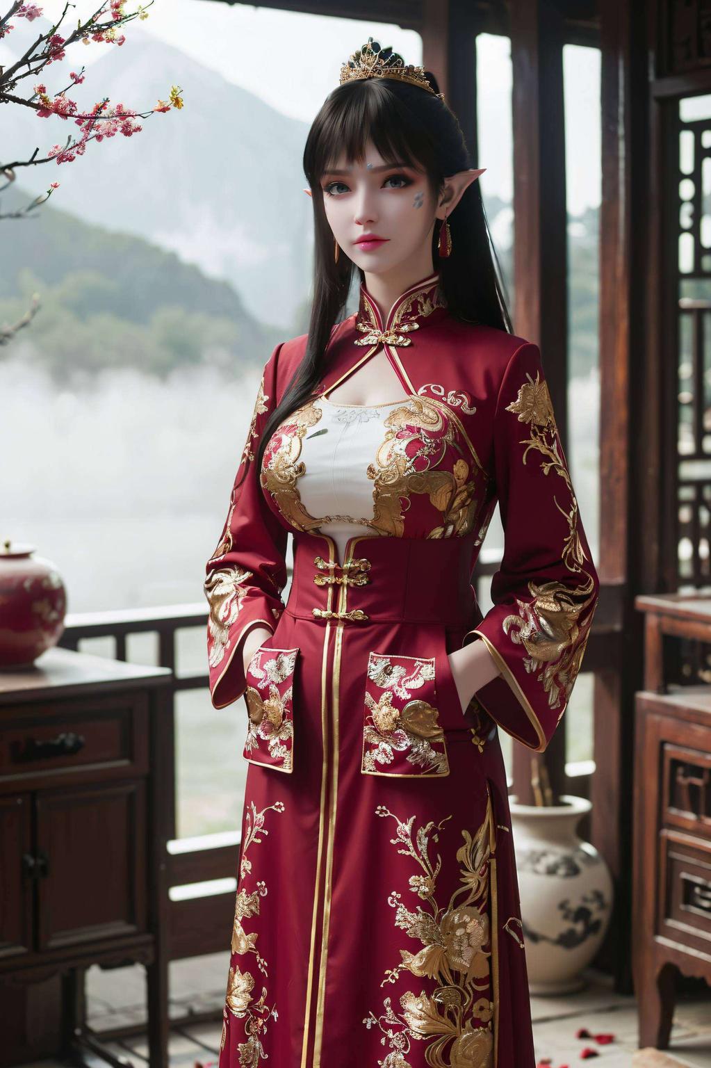 漫画角色凤清儿笑颜如花与电脑生成的AI绘画相比