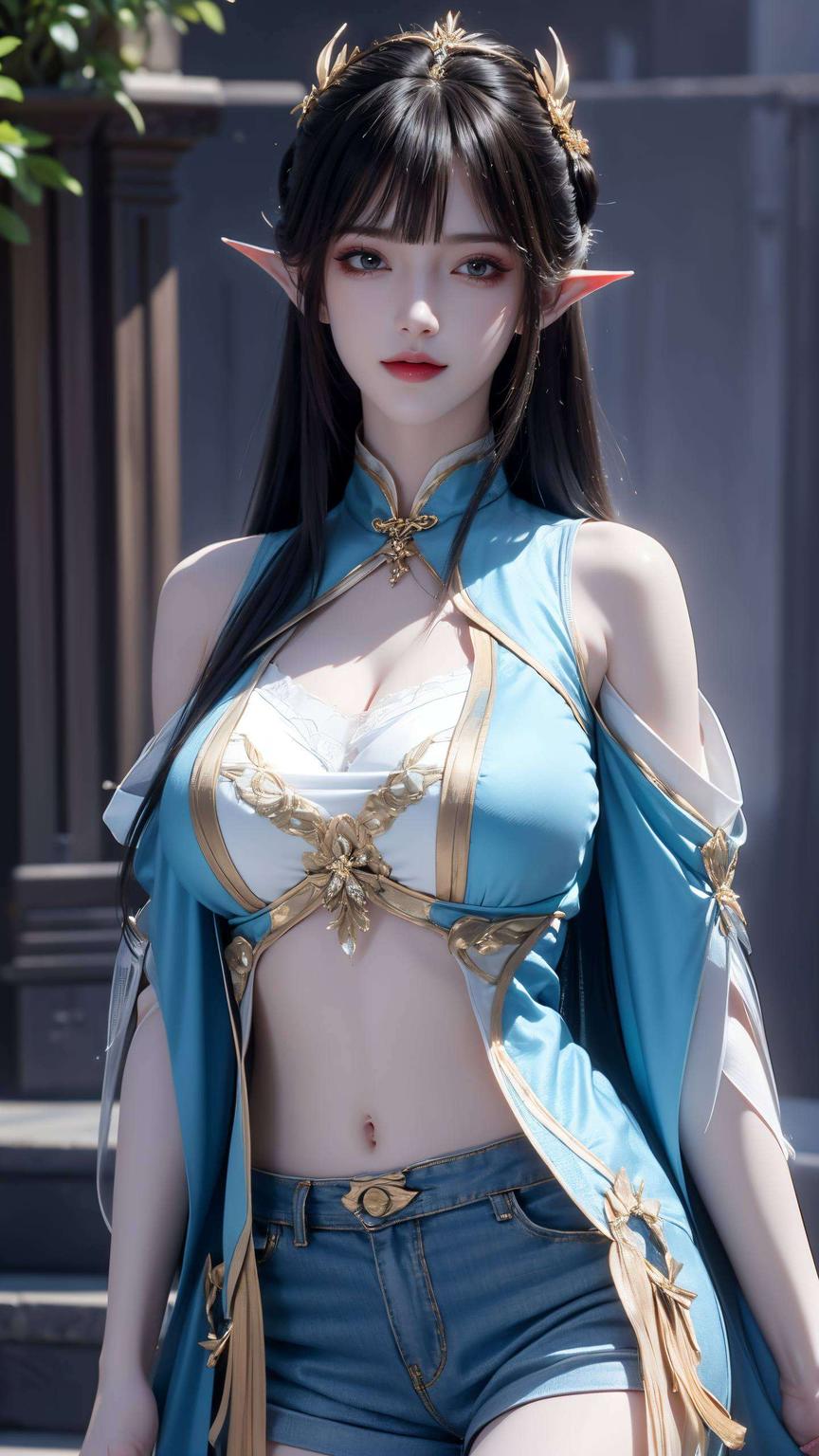 灵动身姿映衬碧波荡漾国漫女神凤清儿身着清新泳衣