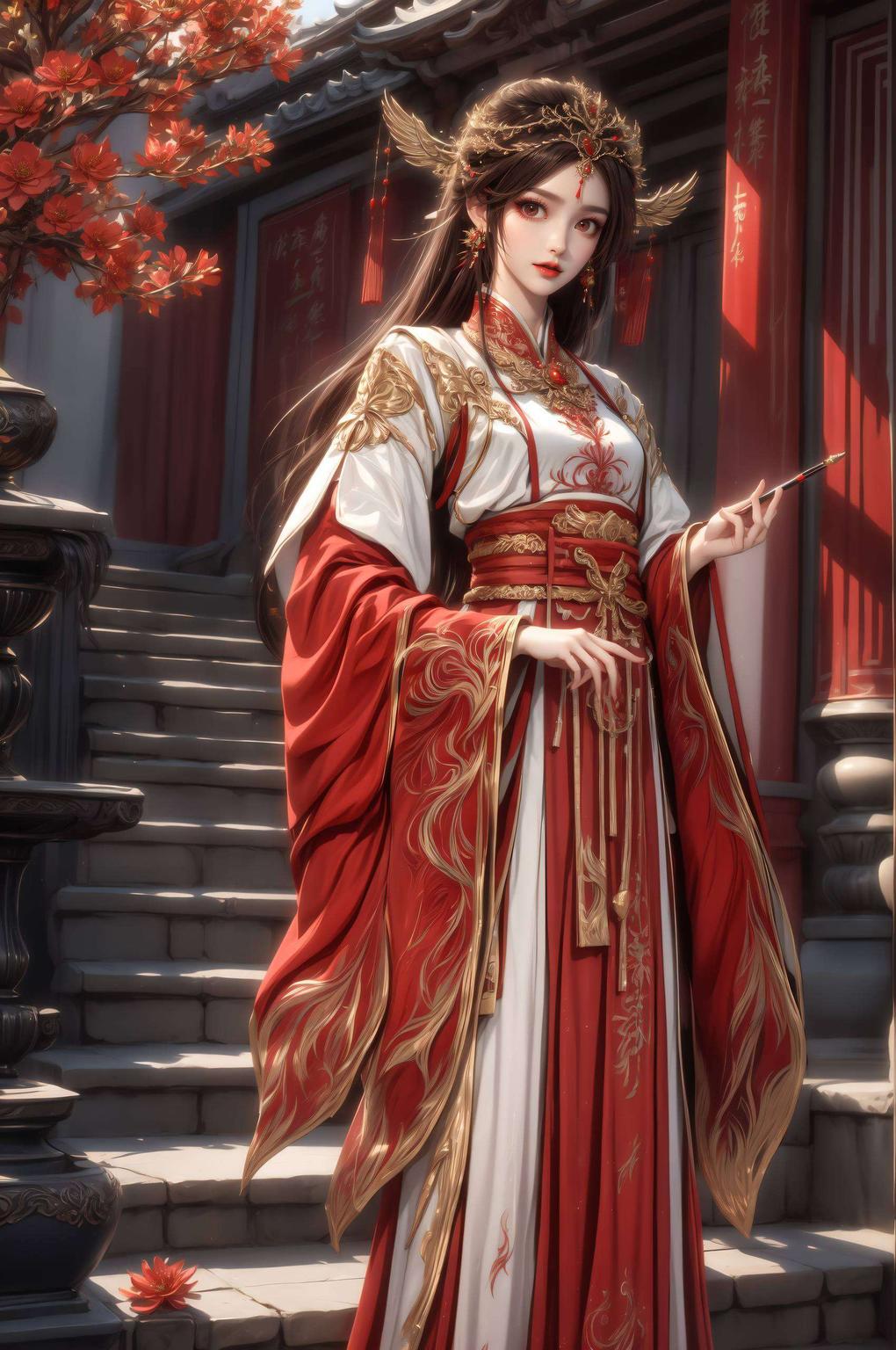 她的灵动线条AI动漫美女火灵儿以其高清壁纸的身份