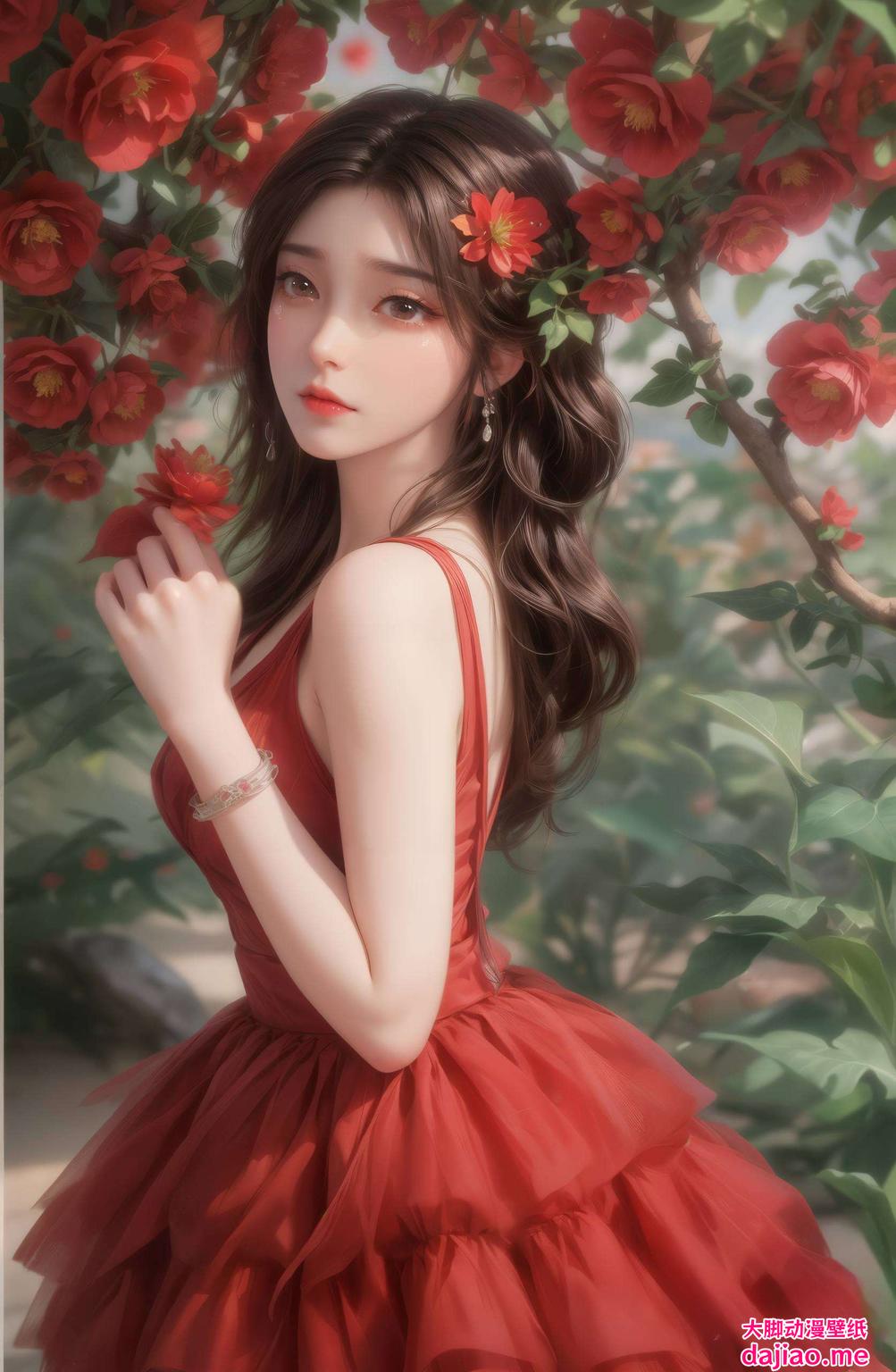 细节栩栩如生AI动漫女神丝绒电脑国漫美女AI美女——火灵儿第二种高清壁纸