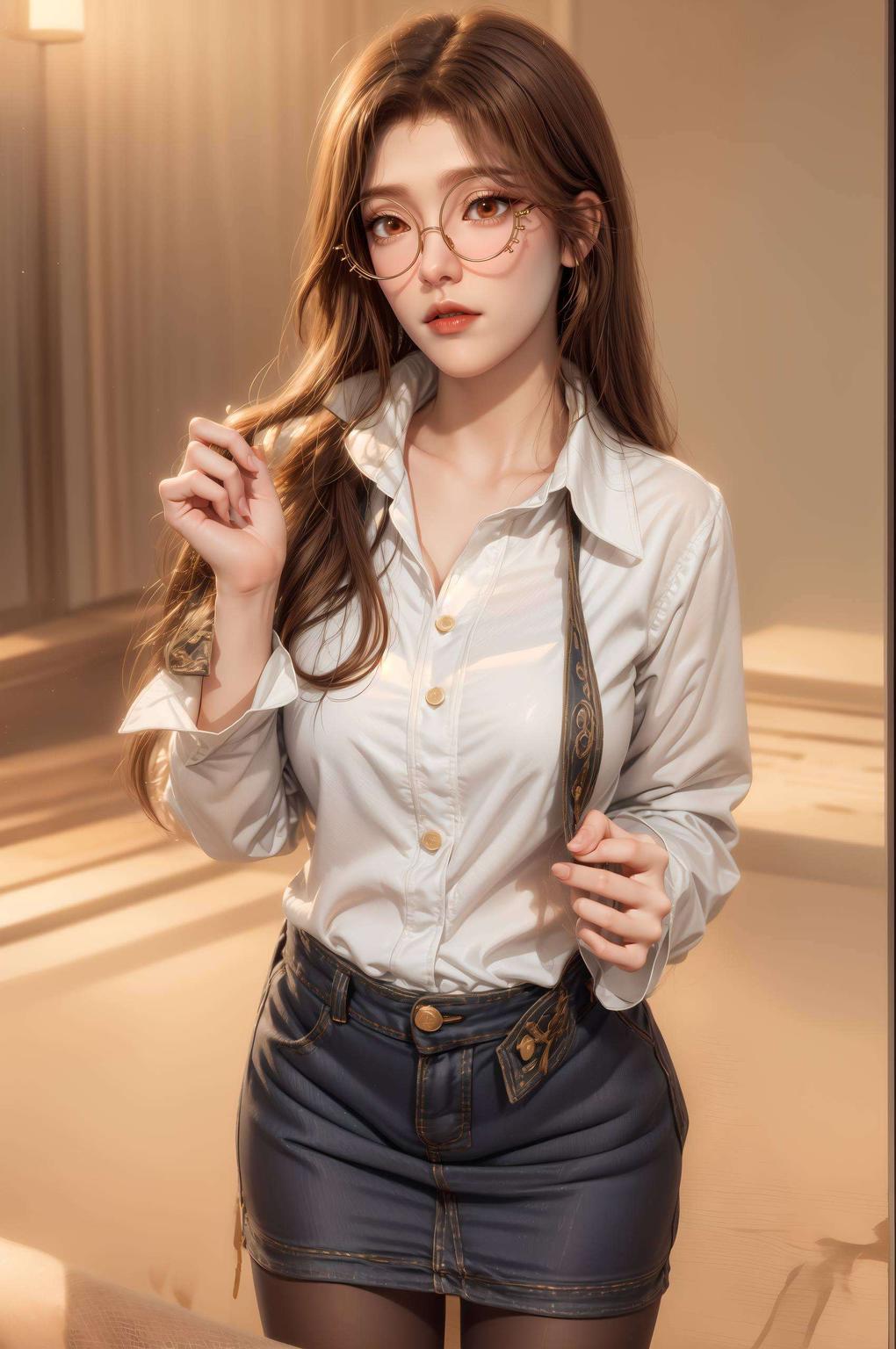 搭配上AI绘画的全屏姿势素材橘子姐的可爱头像图片