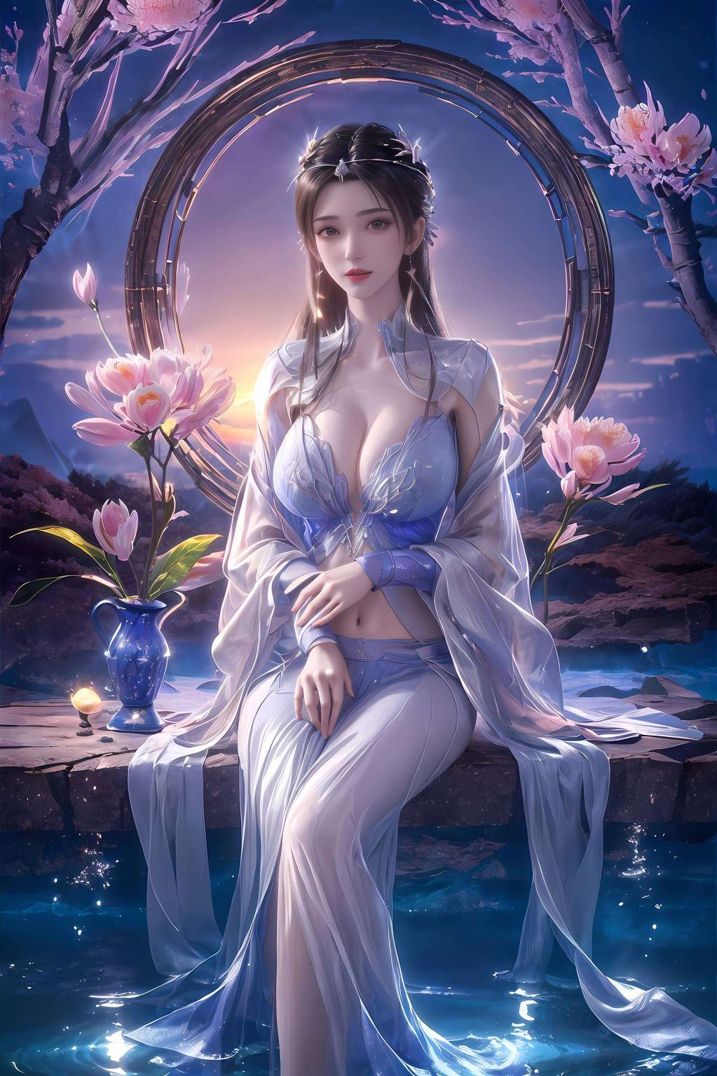 她的壁纸沉浸在东方元素的奇幻世界