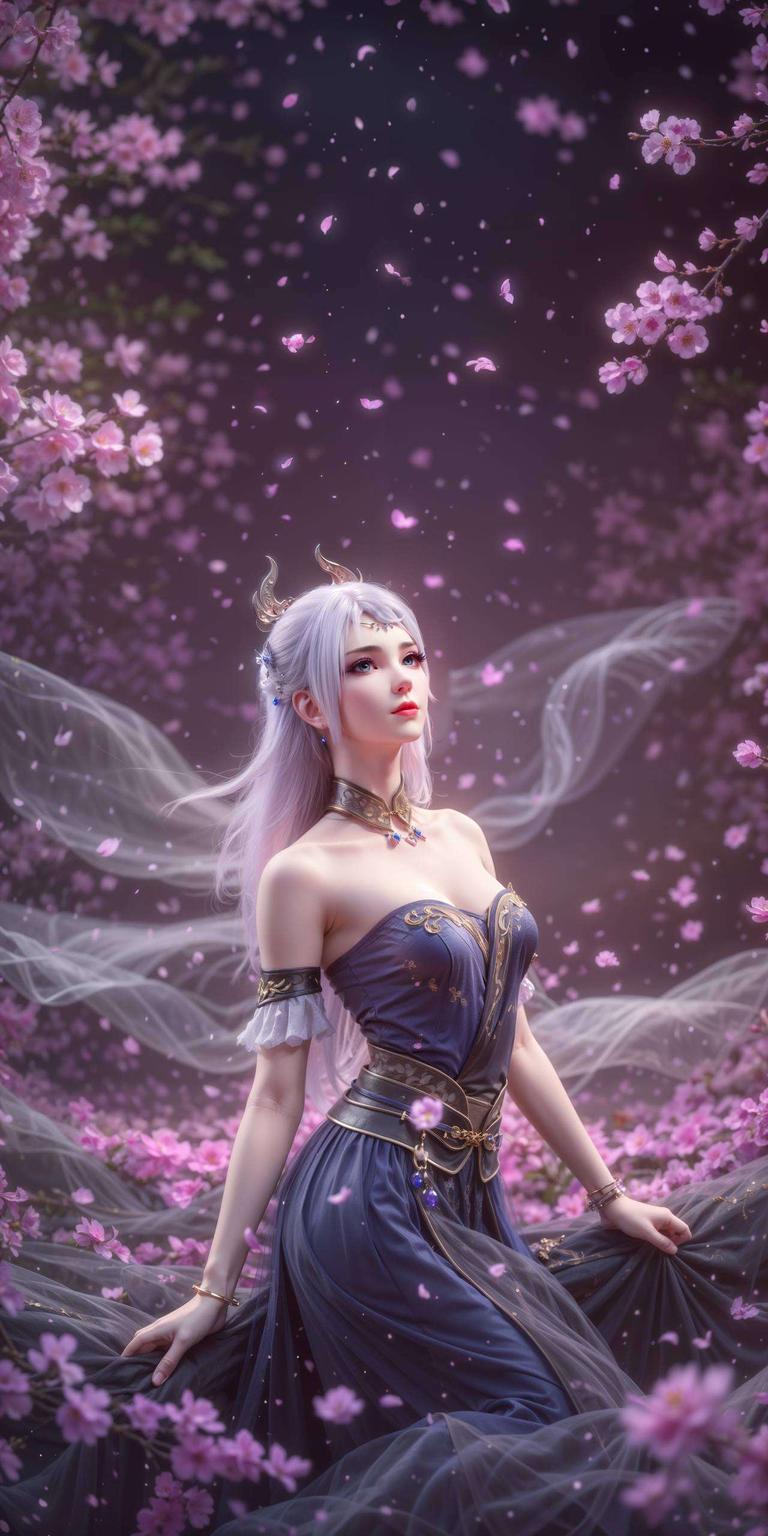 细腻的笔触描绘出她的灵动眼神在绚丽的光影交织中