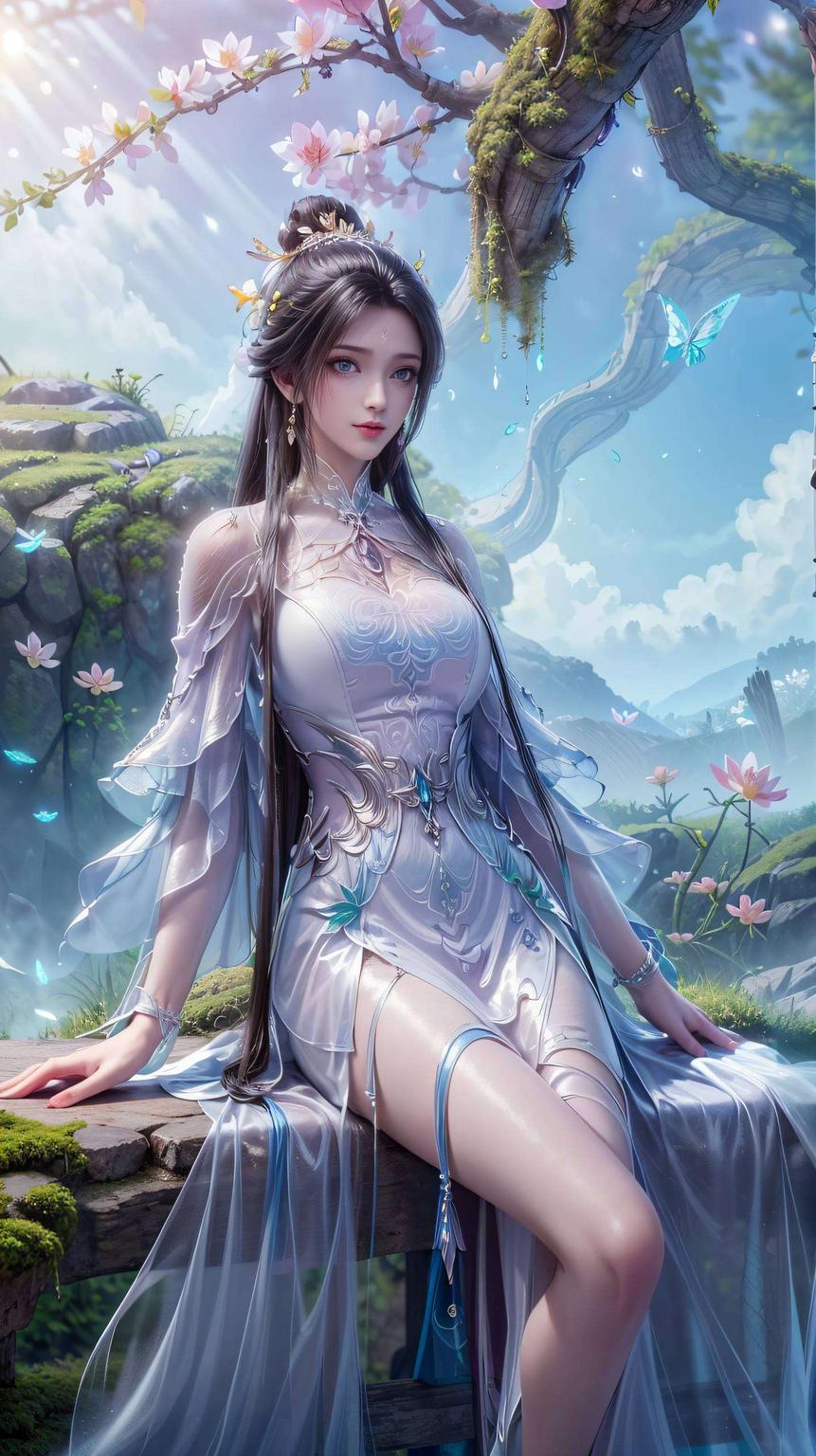 国漫美女的灵动线条与格纹平板的简约风完美融合感受古典与现代的交织魅力