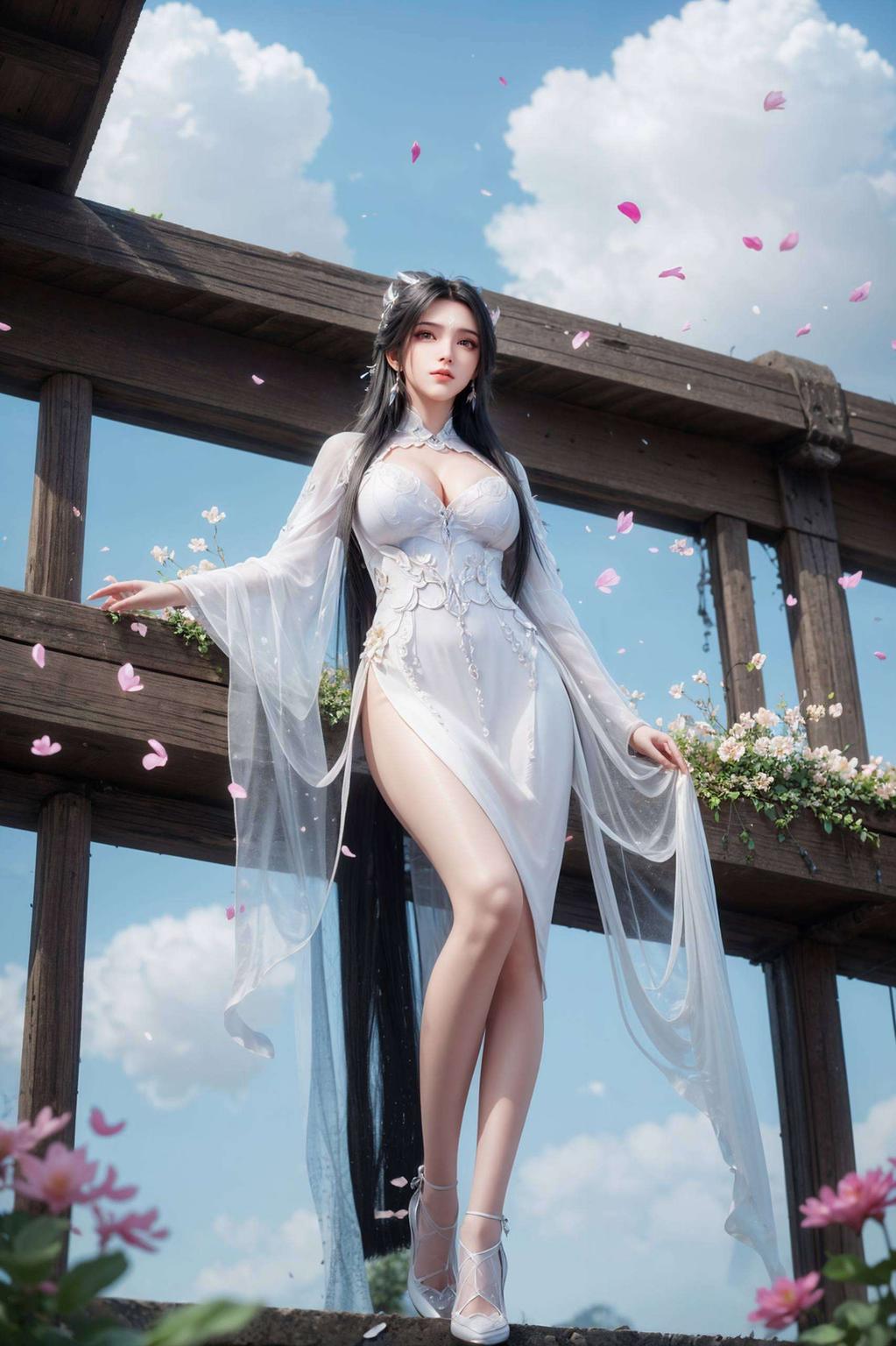 金属质感的国漫美女背景在这幅壁纸中交织出别样的风情