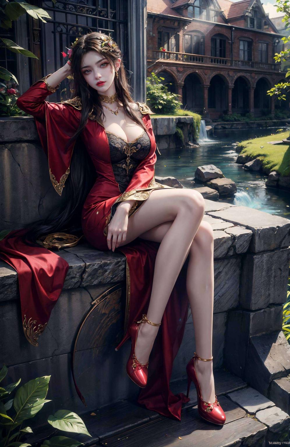 她如同壁画中的精灵她的倩影便能跃然墙上