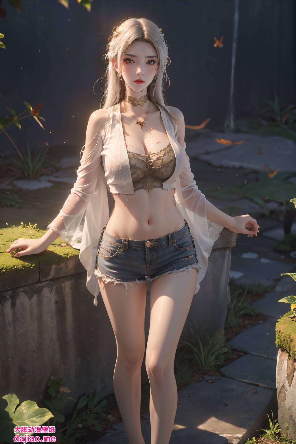 其胸壁纸如艺术品般展现着神秘与魅力以抽象线条勾勒出的平板国漫女神