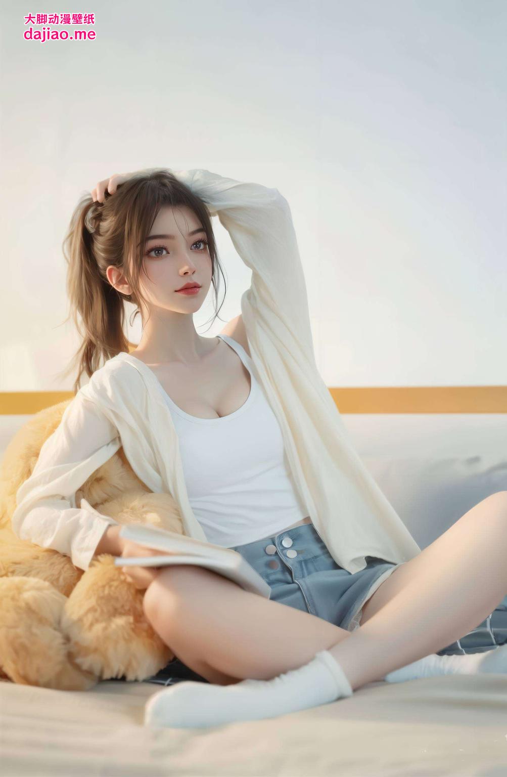 在全屏的绚烂光影中宁姚女神以横版高清壁纸的形式