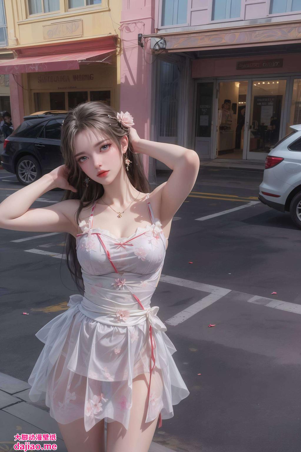 这款锁屏壁纸将国漫女生的灵动与建筑之美完美融合每一帧都如诗如画