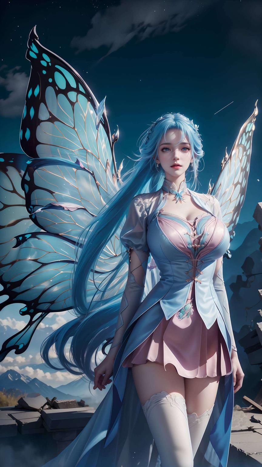 这唯美画面他们身后是那如梦如幻的国度