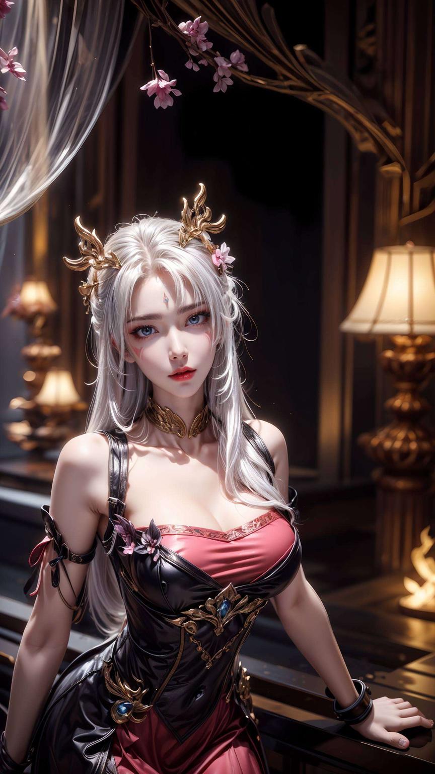 画面中粉色花瓣轻舞