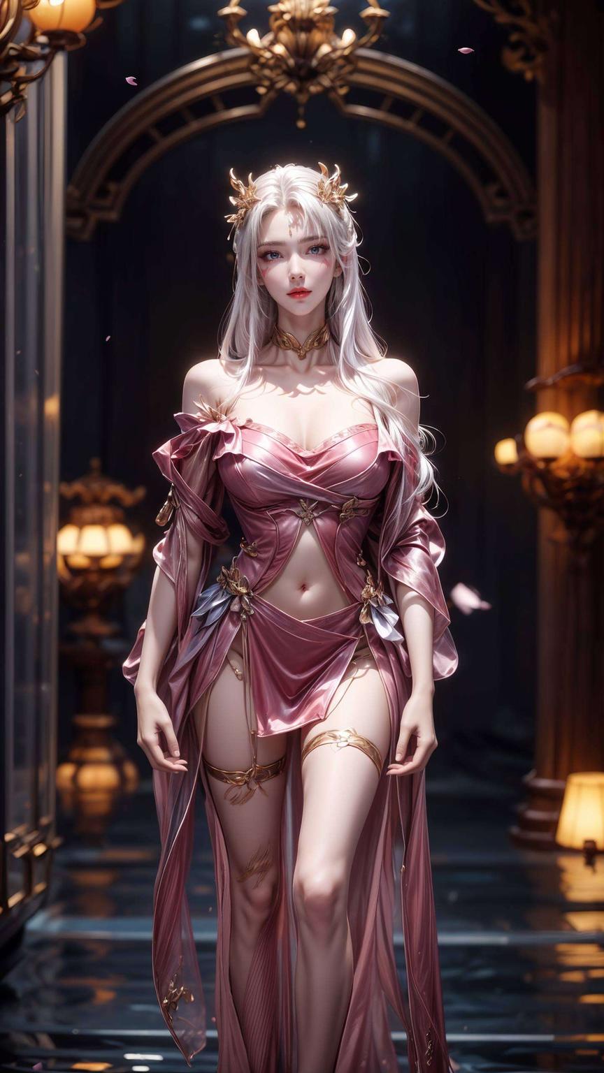 她婉约飘逸搭配AI花卉的立体质感