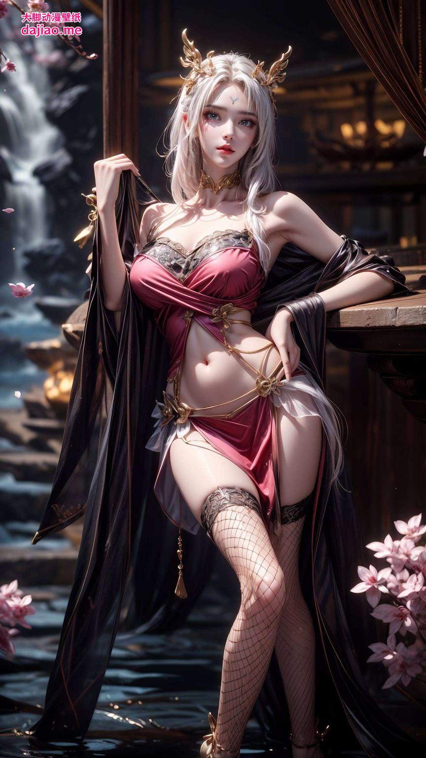 这款国漫风格的壁纸花卉环绕