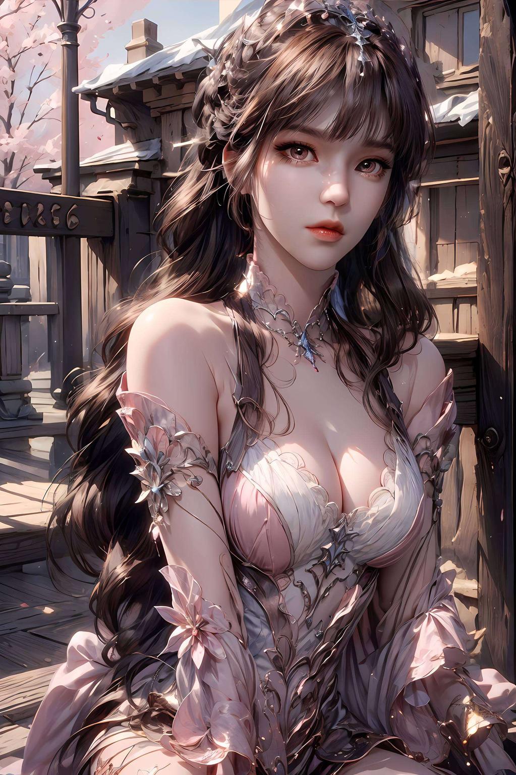 唯美细节这款AI动漫女神格纹2K高清壁纸