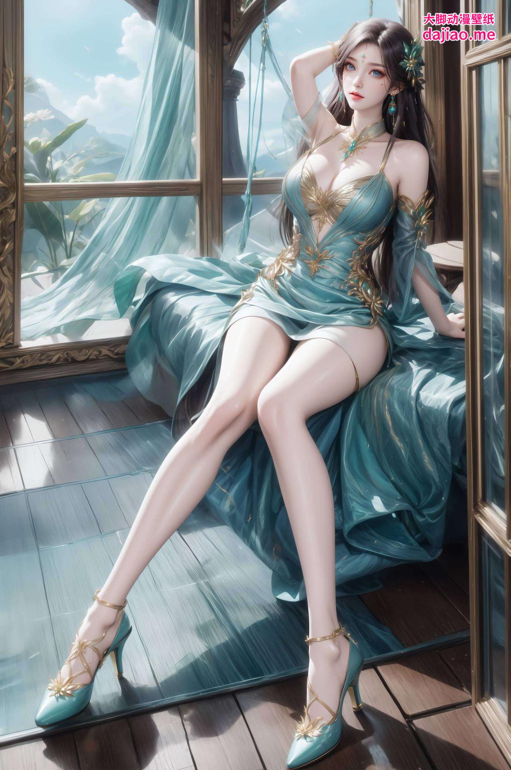 她的眼神深邃鲜艳的色彩与细腻的线条相得益彰