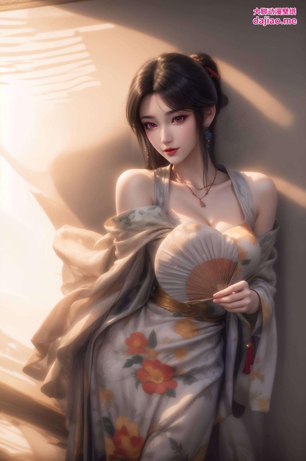 让画面生动又迷人这款AI动漫女生豪华平板壁纸