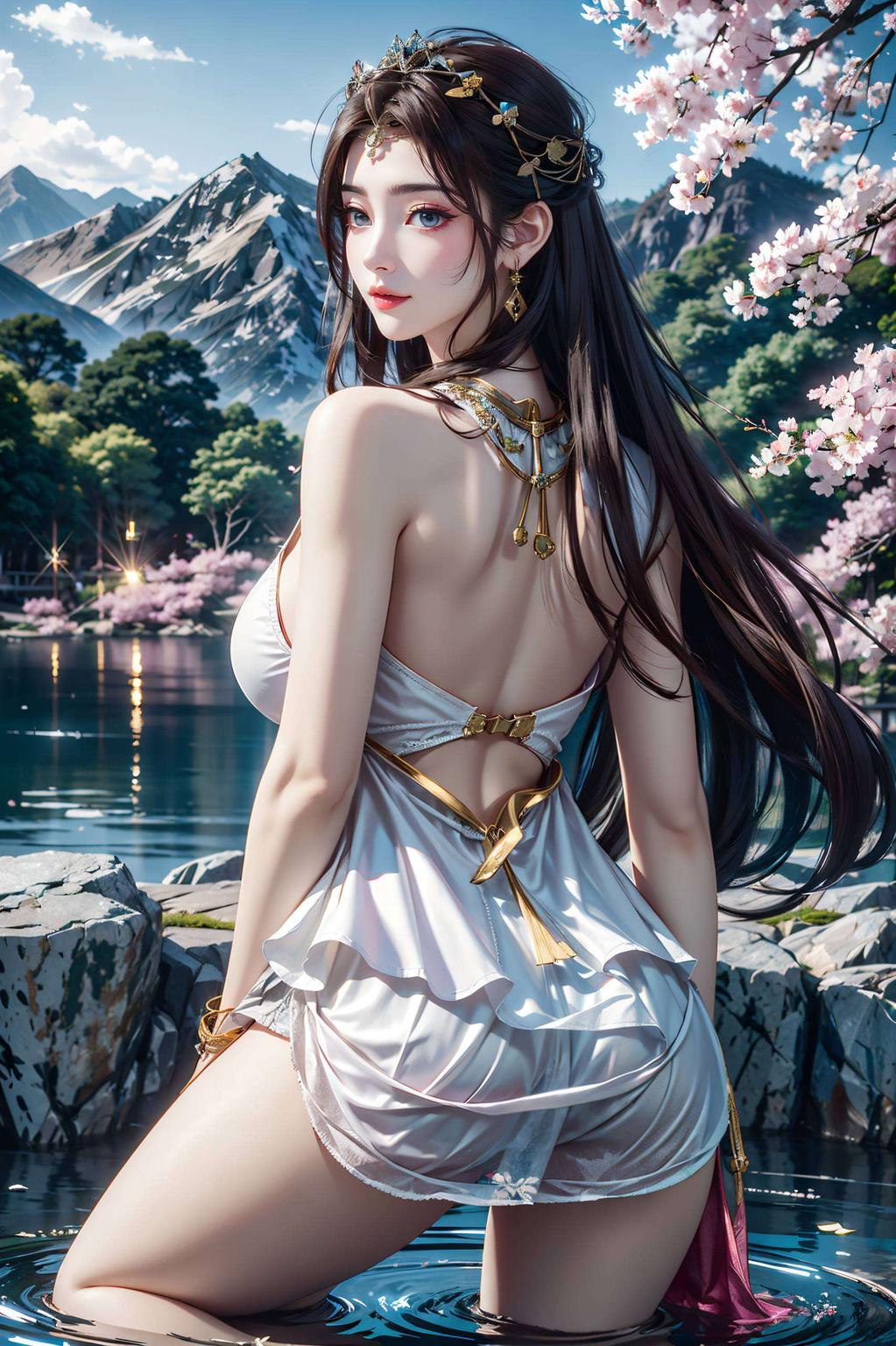 以高清竖屏格式呈现融合了AI绘画人物的细腻笔触与古风背景的典雅氛围