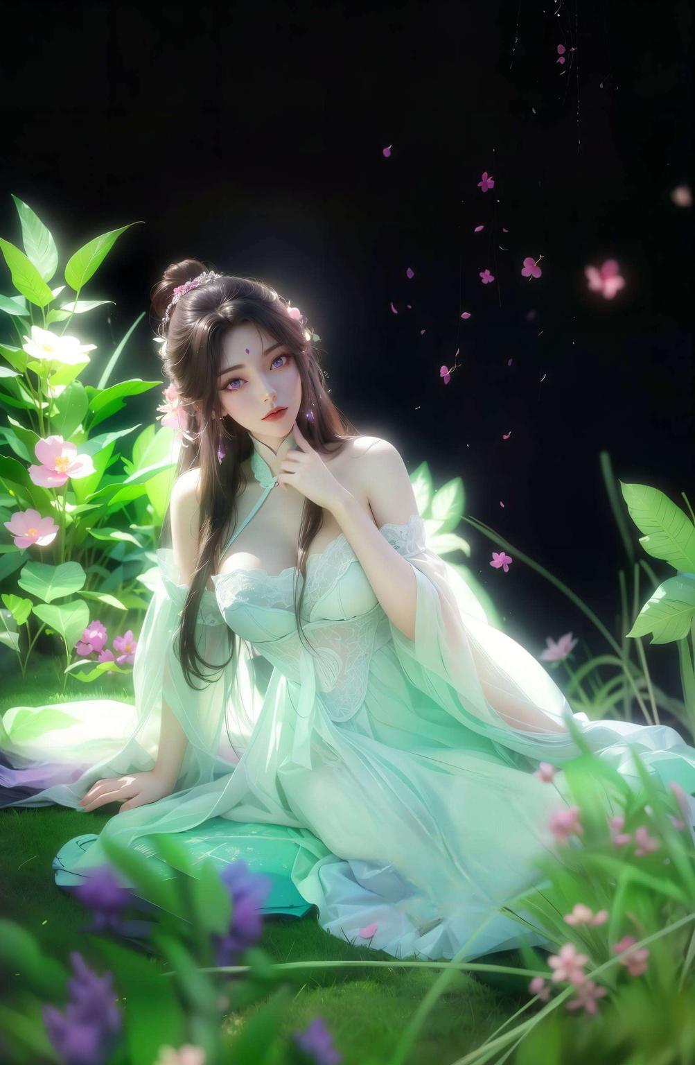 为你的桌面增添一抹别样风情月婵优雅的背影映衬在璀璨建筑之中