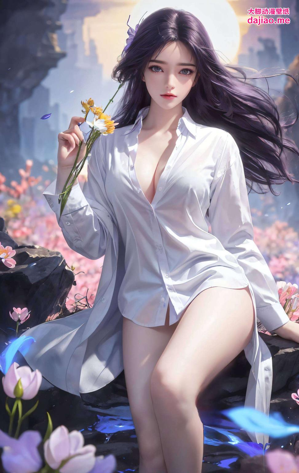 将石昊与云曦两位角色巧妙分体呈现这款AI动漫女神哑光2K高清锁屏壁纸