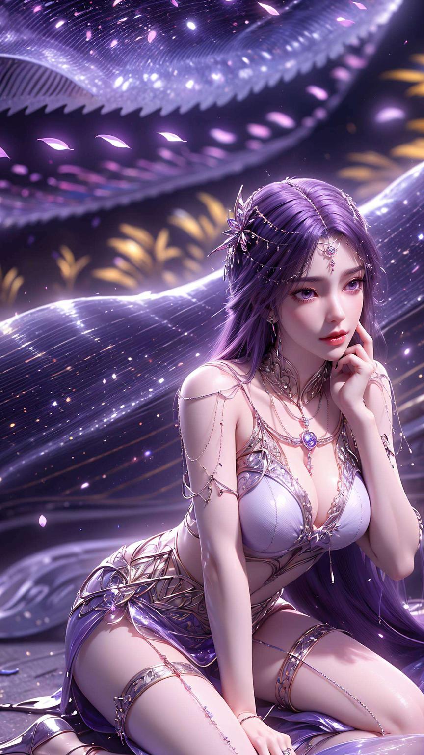 描绘了一位国漫美女的婉约风姿这款AI绘画人物与背景参考图