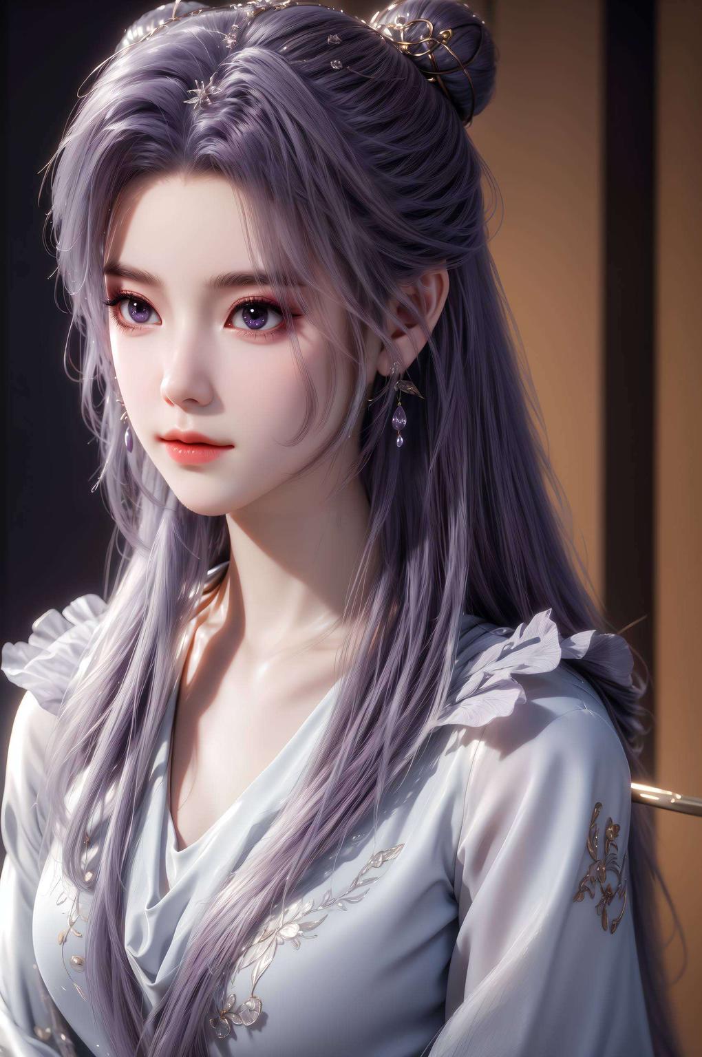 宛如画卷中的仙人以一袭飘逸白衣立于棋盘格之间