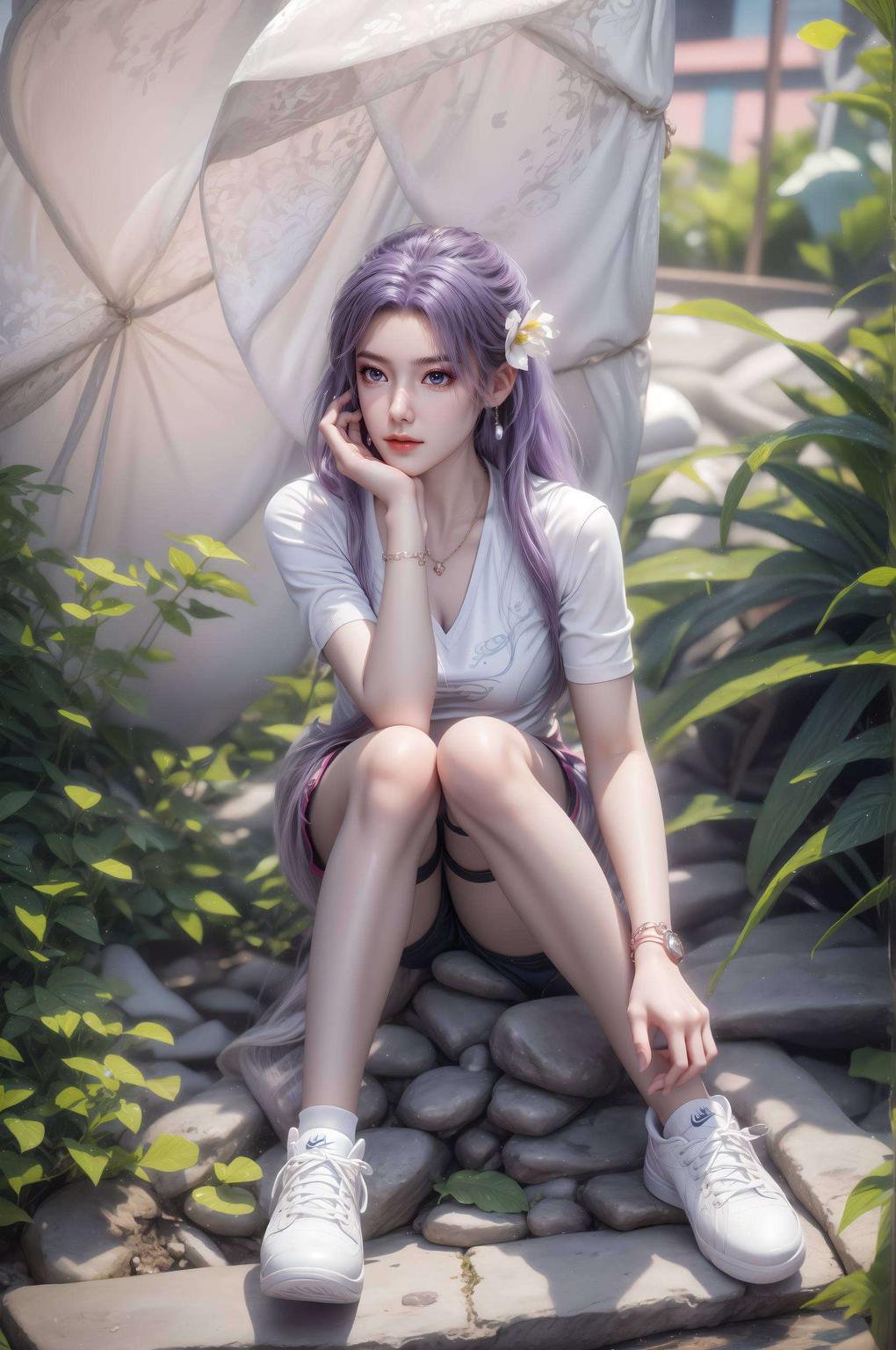 全屏AI绘画动作素材封面女神云霄惊艳亮相！对比强烈的国漫美女潮图壁纸
