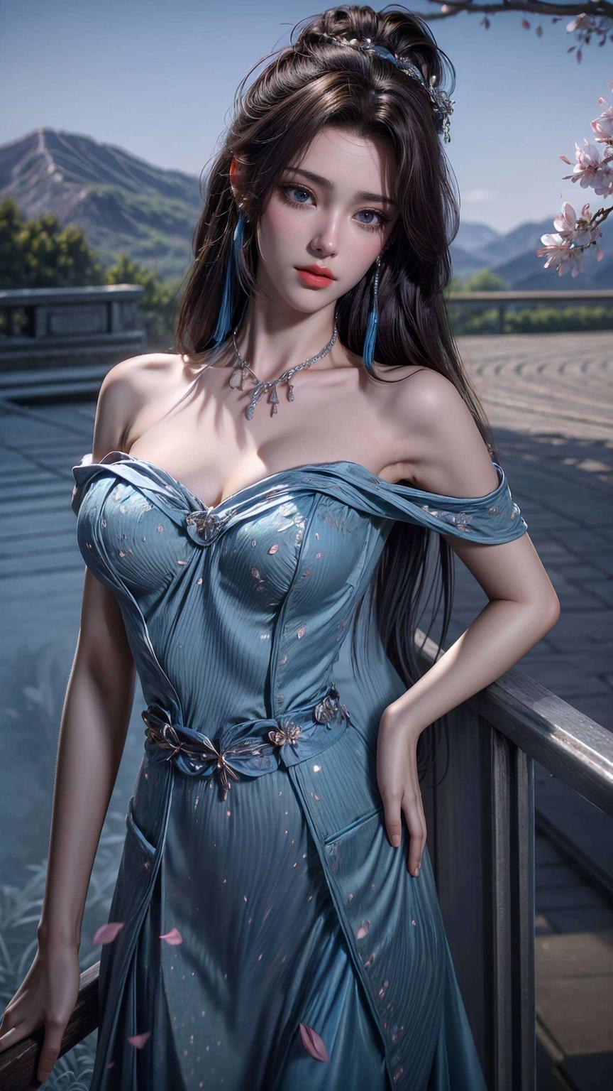 这款壁纸以国漫女生云韵的现代装扮为灵感融合了精美的民族风格元素