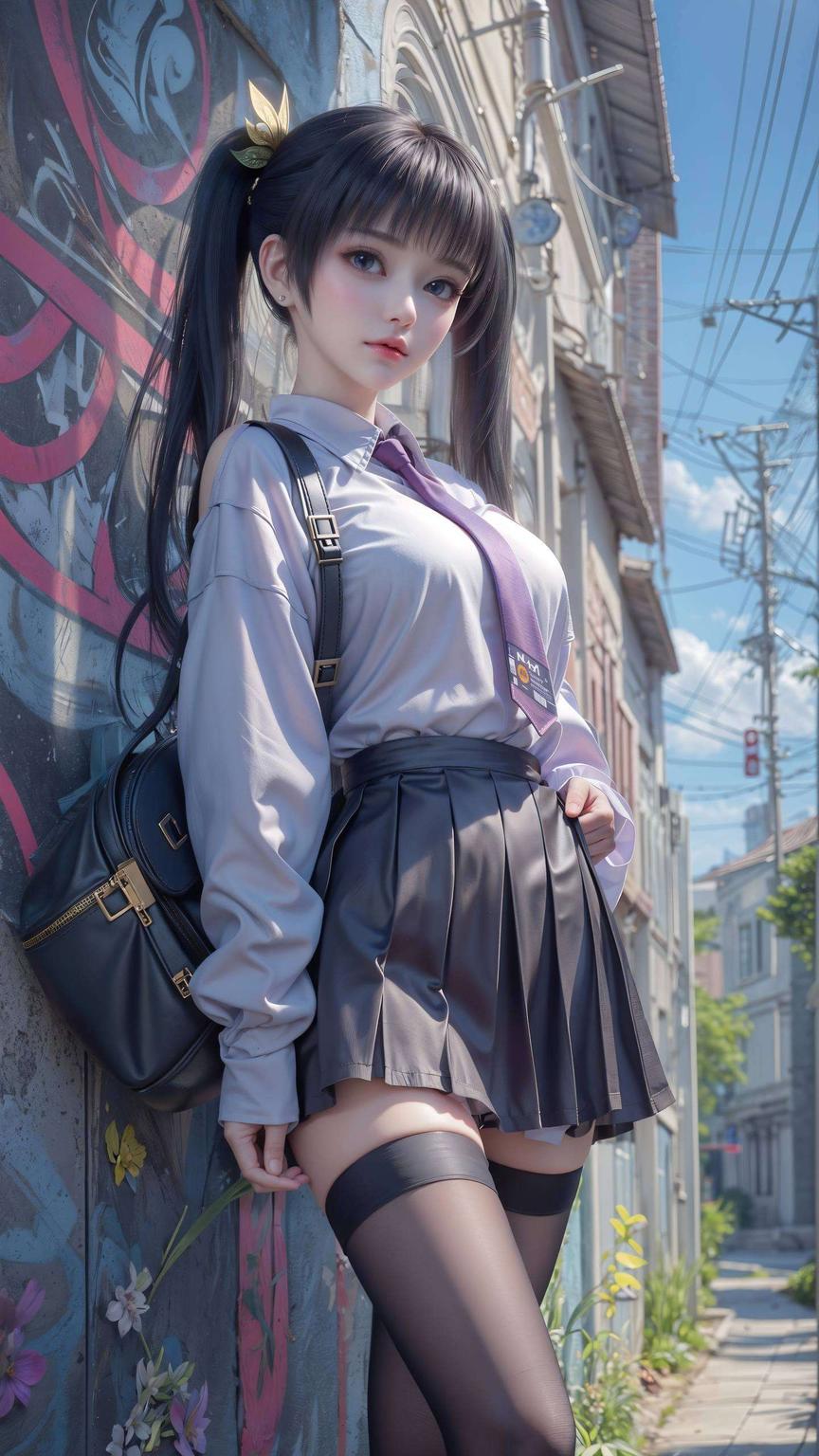 尽显浪漫气息这款AI动漫女神紫妍的成年图片壁纸